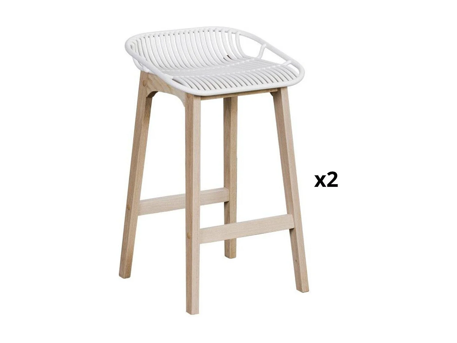 Set mit 65 cm großen Insel- und Barstühlen MALMO aus Eiche mit Kunststoffsitz