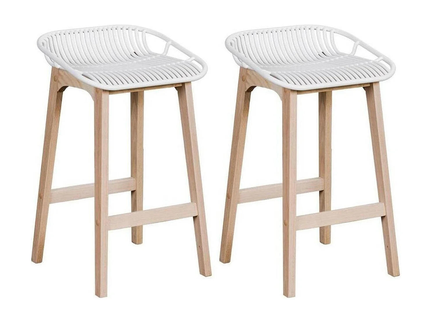 Set van 65 cm MALMO eikenhouten eiland- en barstoelen met kunststof zitting