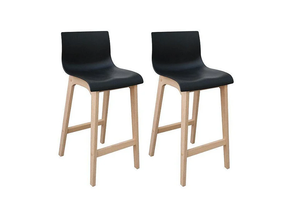 Lot de tabourets de bar et d'îlot en chêne et assise plastique H65cm