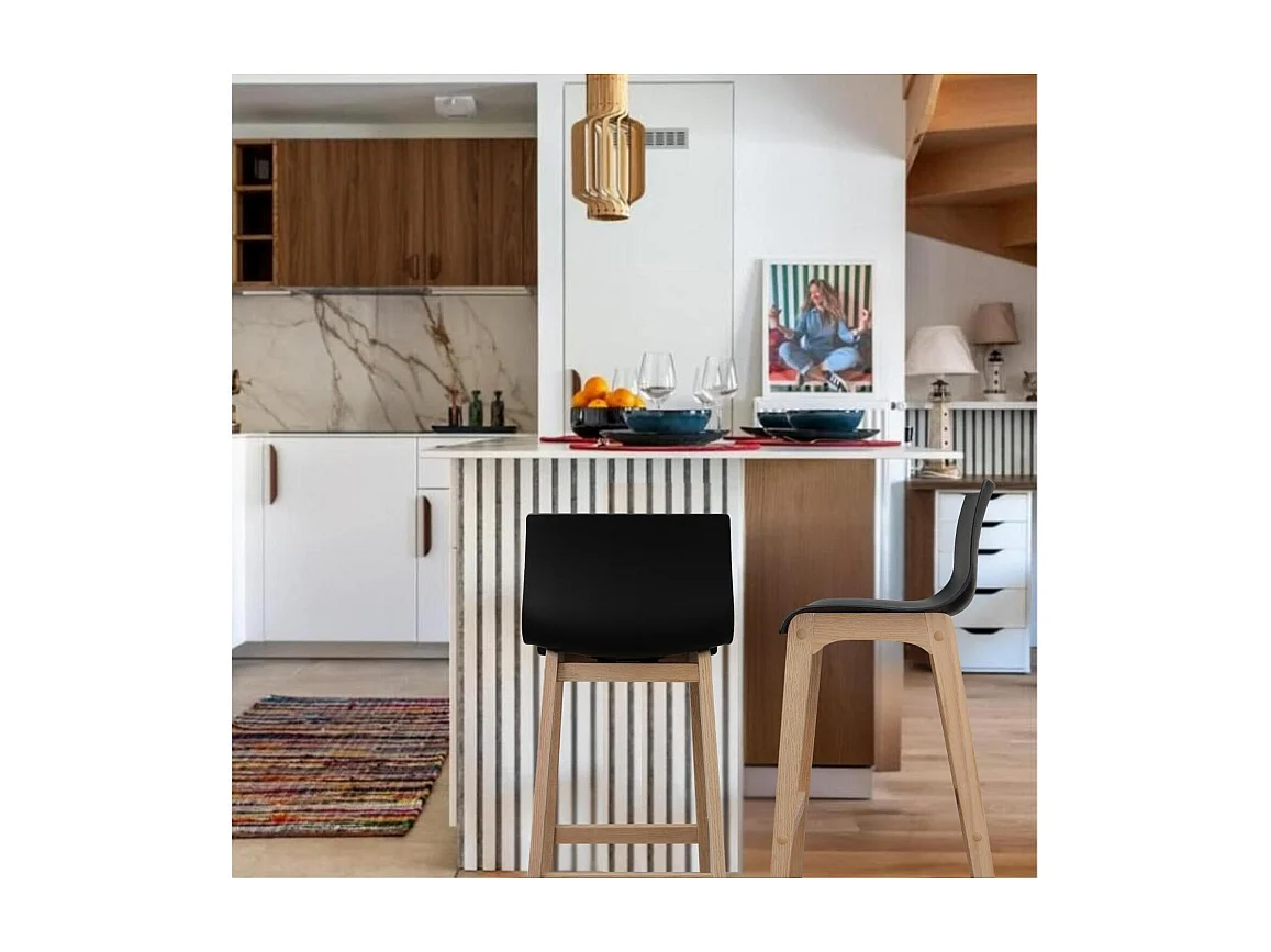 Set van 65cm TANNA eiken barkrukken