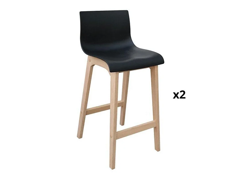 Lot de tabourets de bar en chêne 65cm TANNA