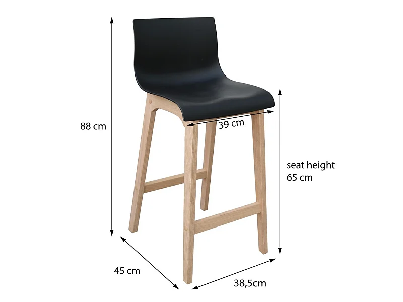 Lot de tabourets de bar en chêne 65cm TANNA