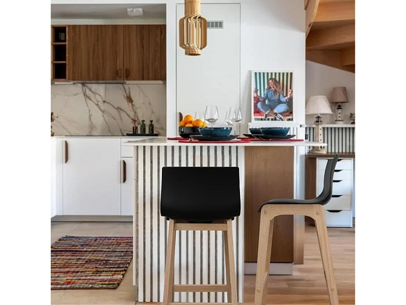 Lot de tabourets de bar en chêne 65cm TANNA