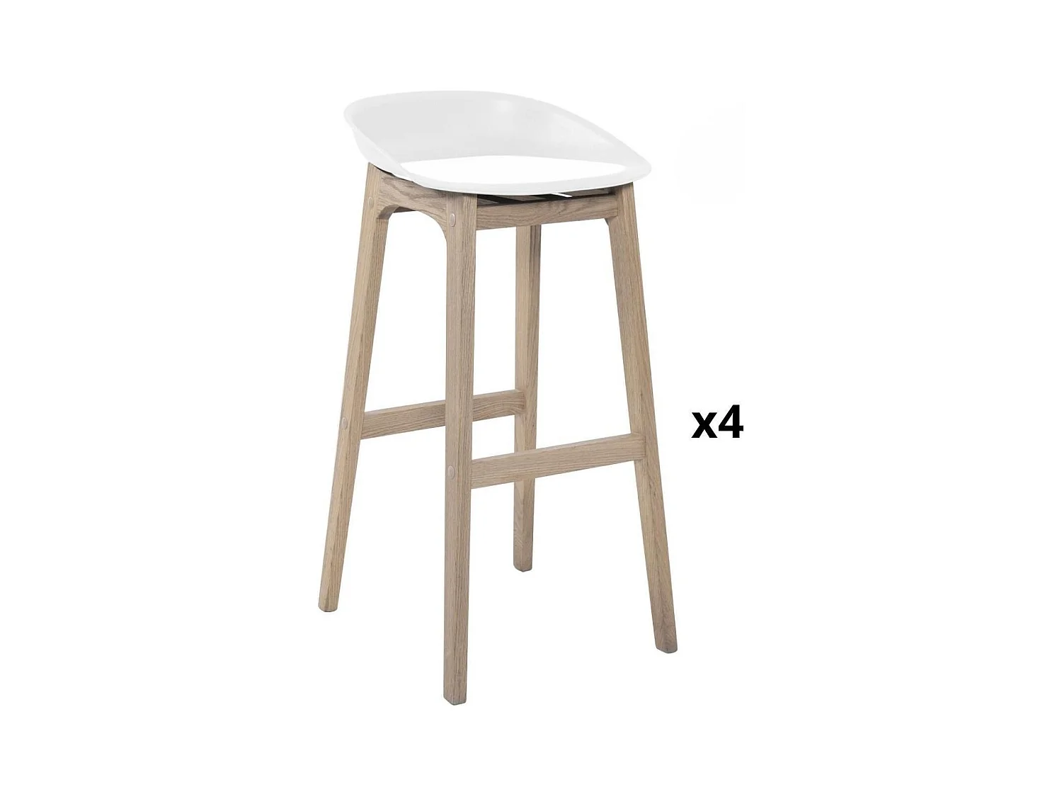 Lot de tabourets de bar en chêne et assise plastique H75cm