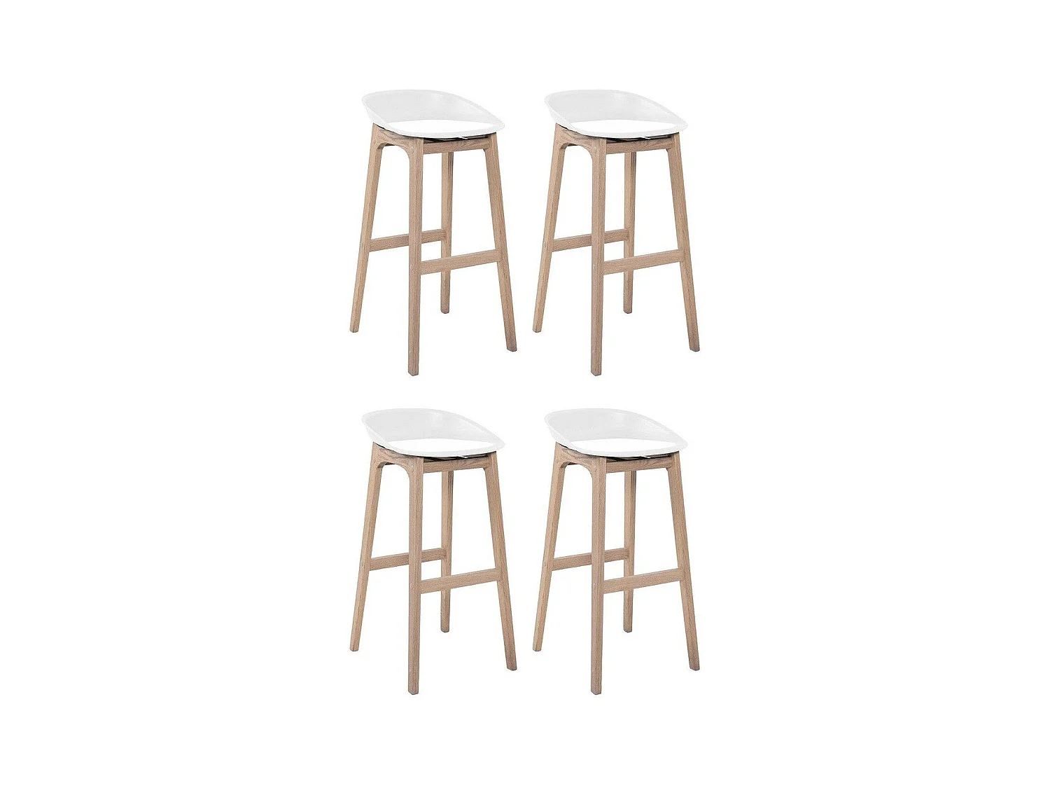 Conjunto de taburetes de bar RIVA de roble de 75 cm con asiento de plástico