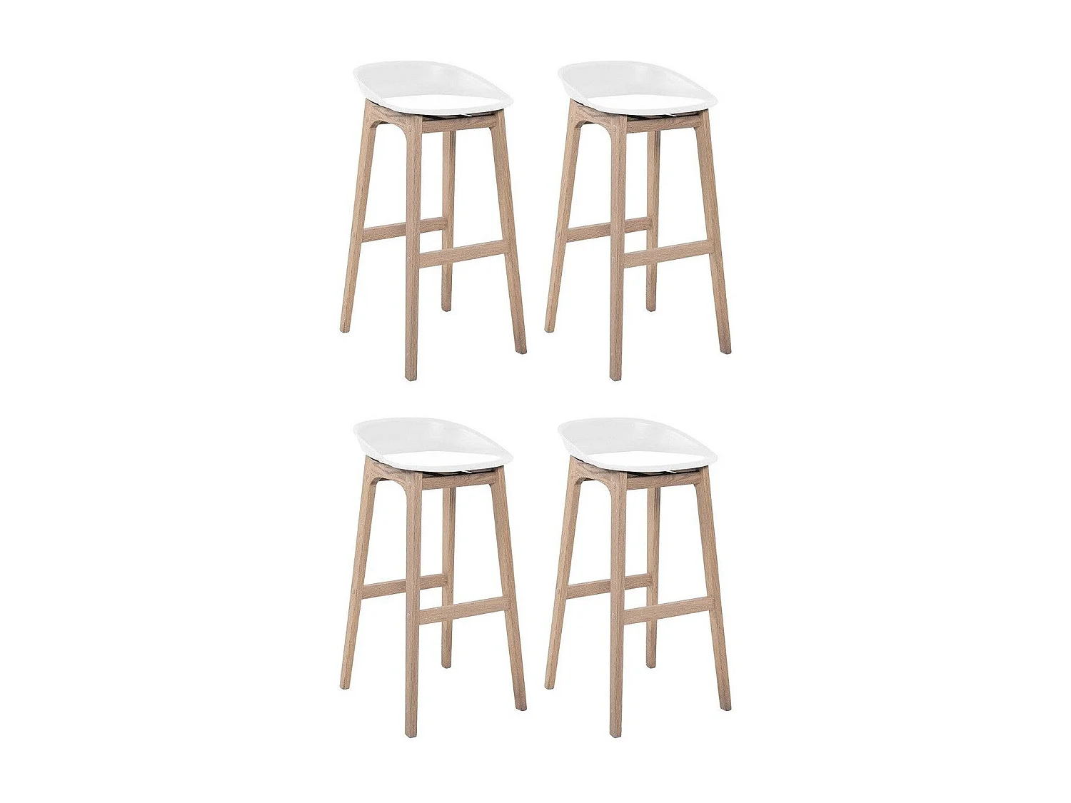 Lot de tabourets de bar en chêne et assise plastique H75cm