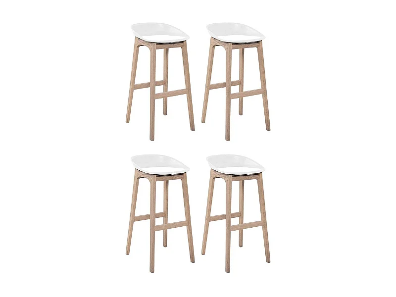 Lot de tabourets de bar en chêne et assise plastique H75cm