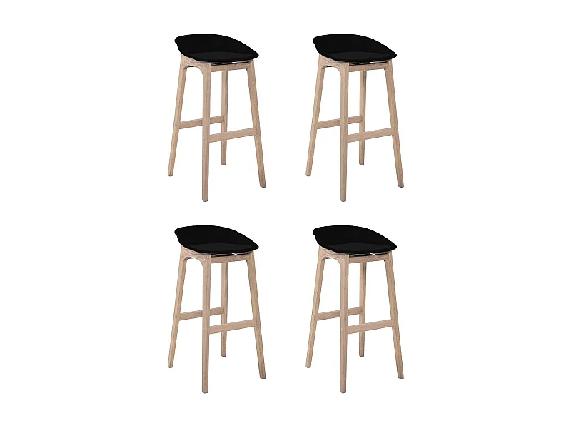 Set di sgabelli da bar RIVA in rovere da 75 cm con seduta in plastica