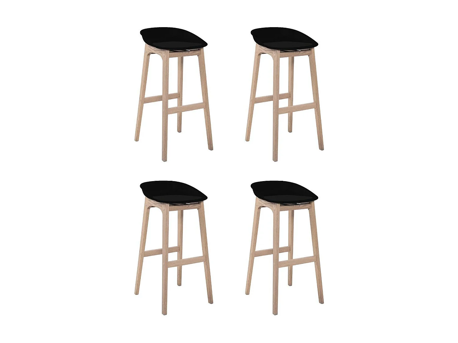 Set di sgabelli da bar RIVA in rovere da 75 cm con seduta in plastica