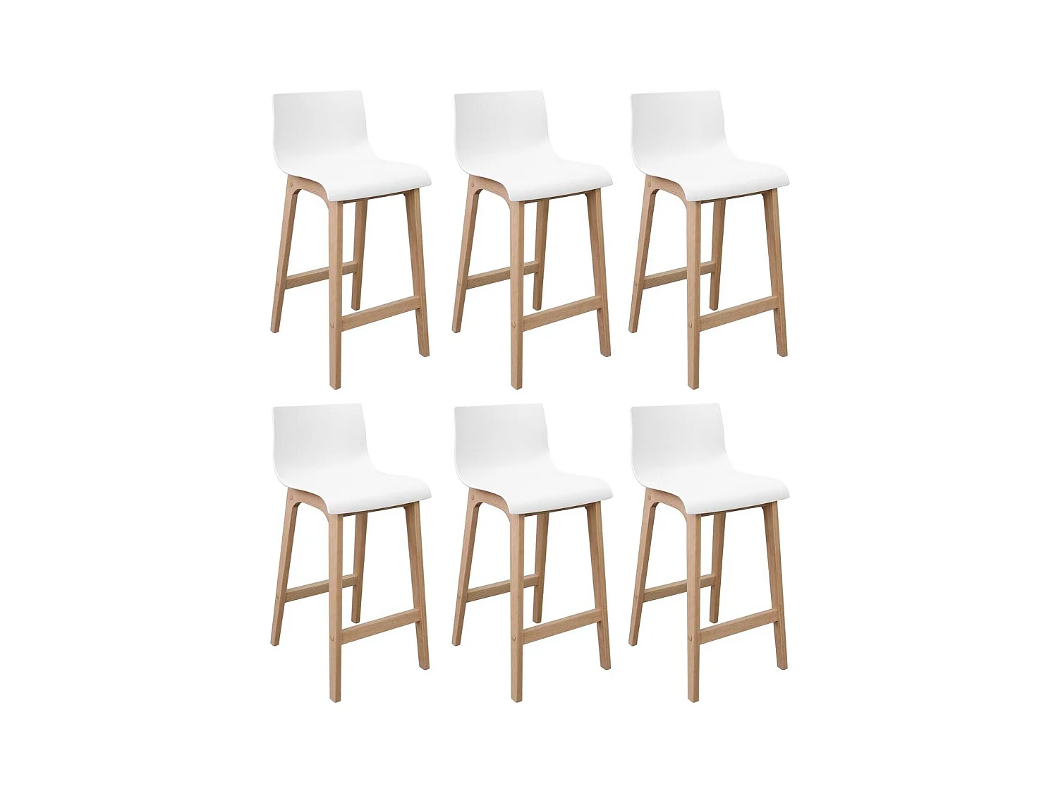 Lot de tabourets de bar et d'îlot en chêne et assise plastique H65cm