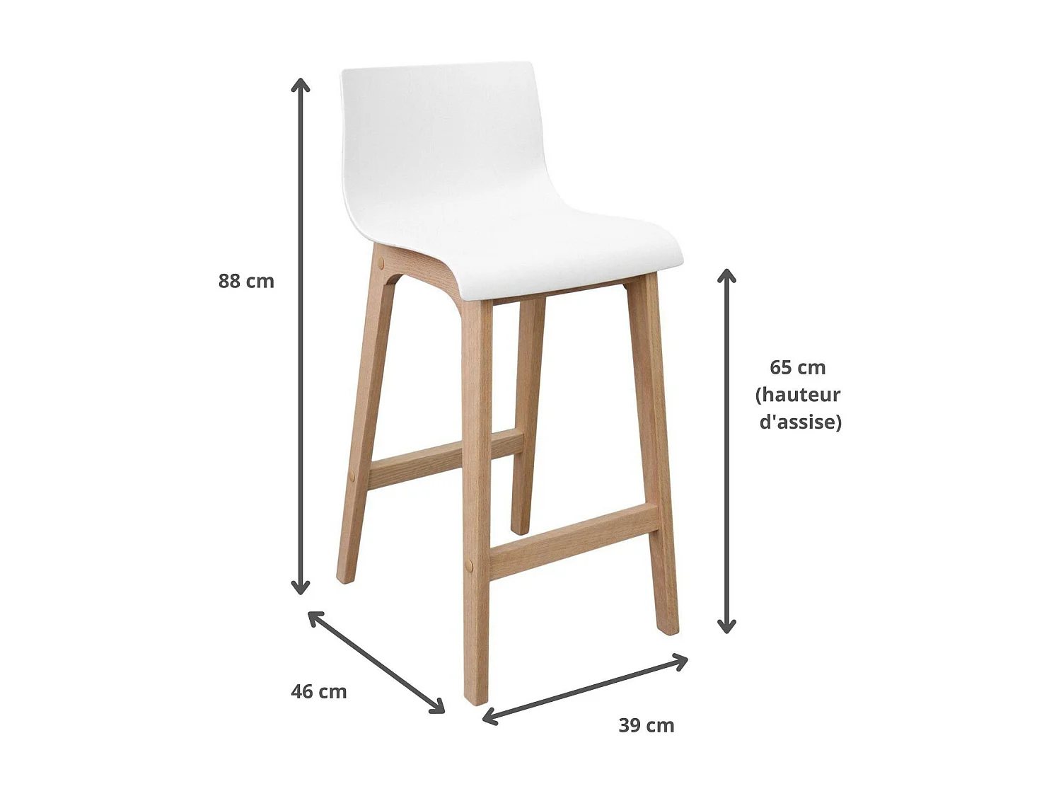 65 cm TANNA Barhocker aus Eiche