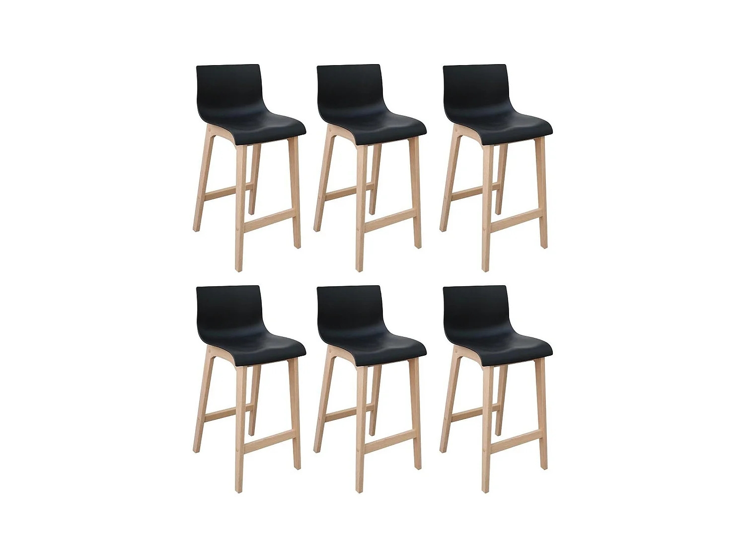 Lot de tabourets de bar et d'îlot en chêne et assise plastique H65cm