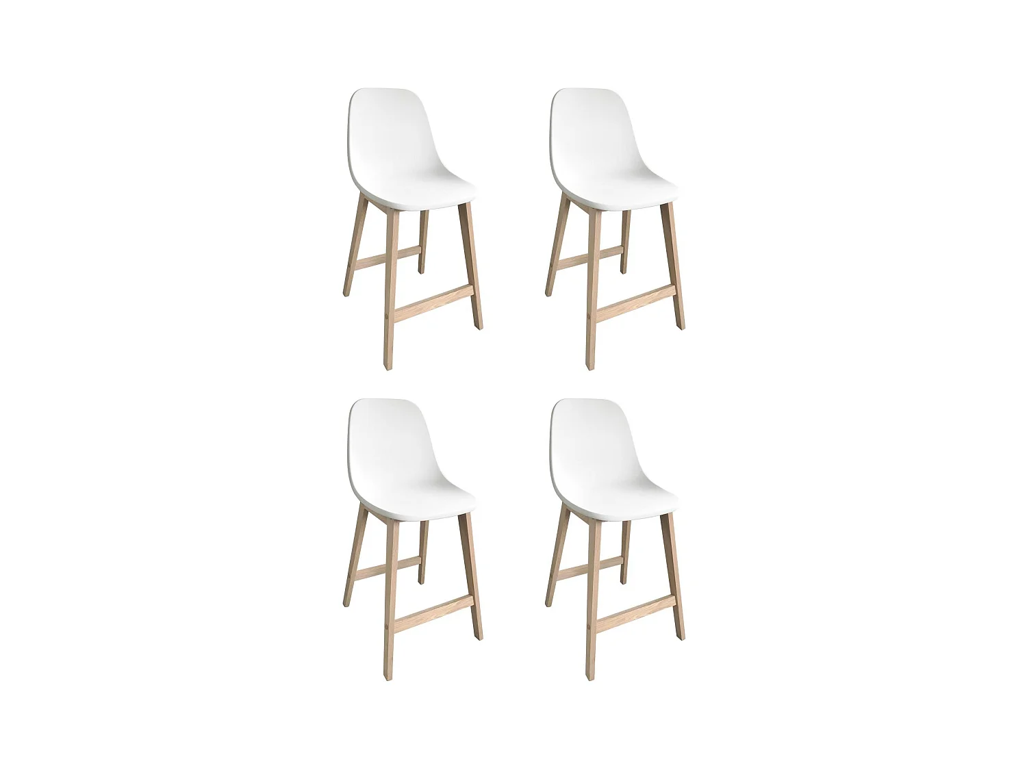 Lot de chaises d'ilot et bar en chêne avec assise plastique H65cm