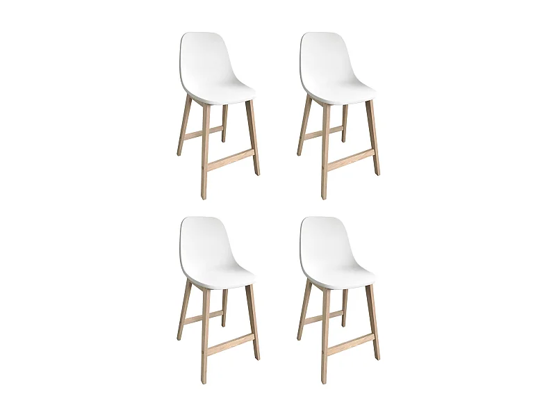 Set di sedie da bar e da isola in rovere con seduta in plastica da 65 cm ELIOS