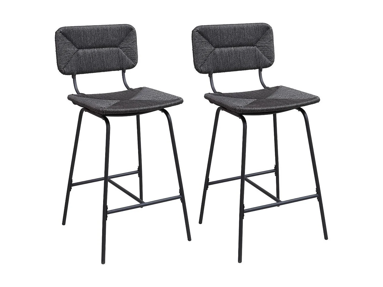 Set di sgabelli da bar e da isola in metallo con seduta in rattan 65 cm TIDRA