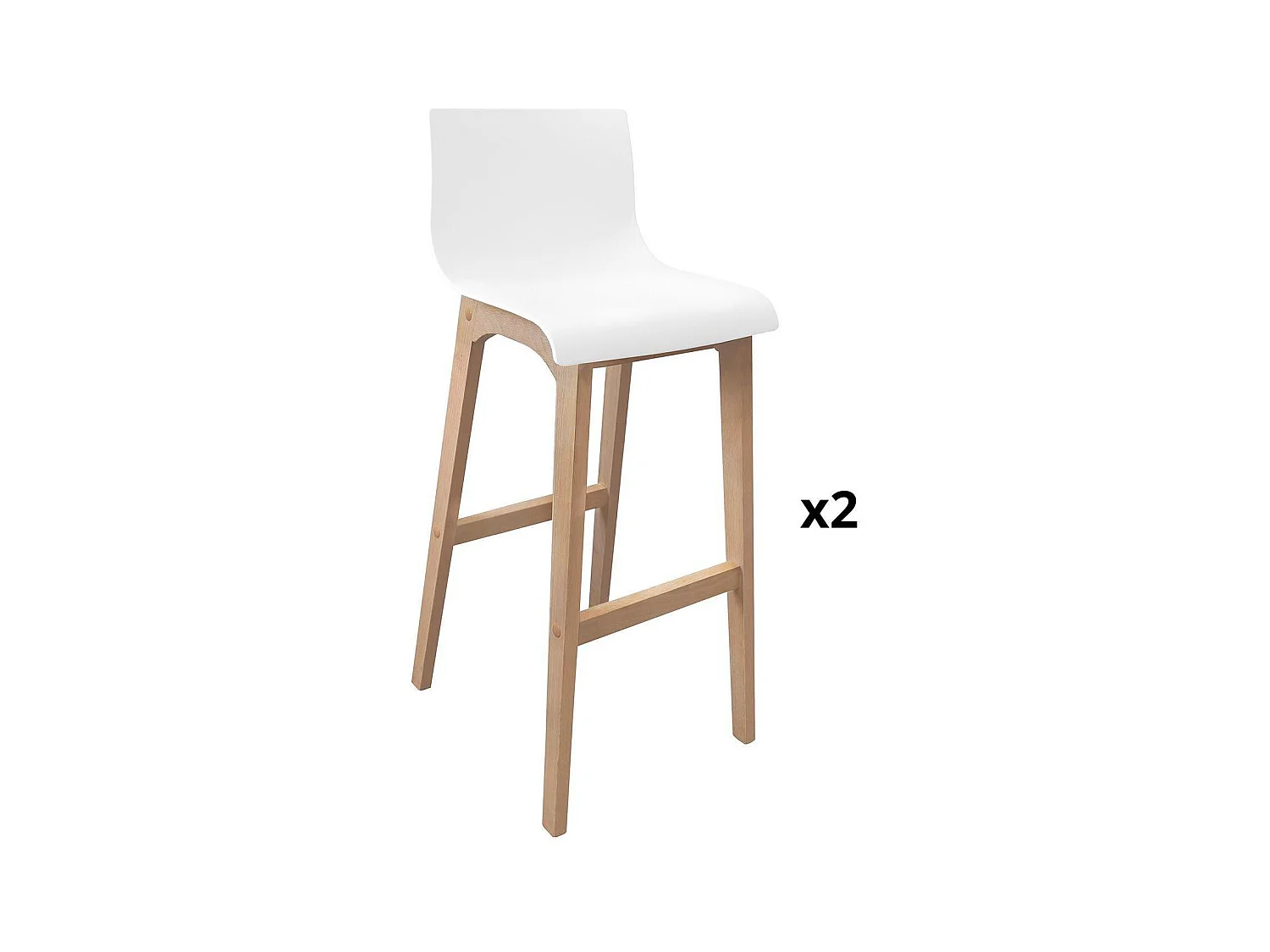 75 cm TANNA Barhocker aus Eiche mit weißem Kunststoffsitz