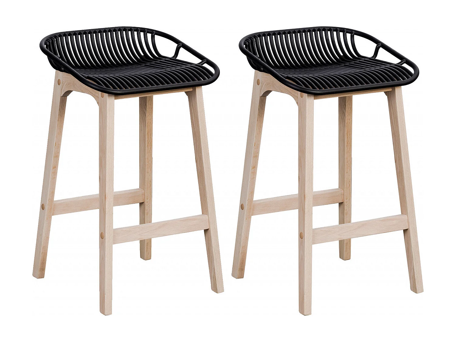 Set van 65 cm MALMO eikenhouten eiland- en barstoelen met kunststof zitting
