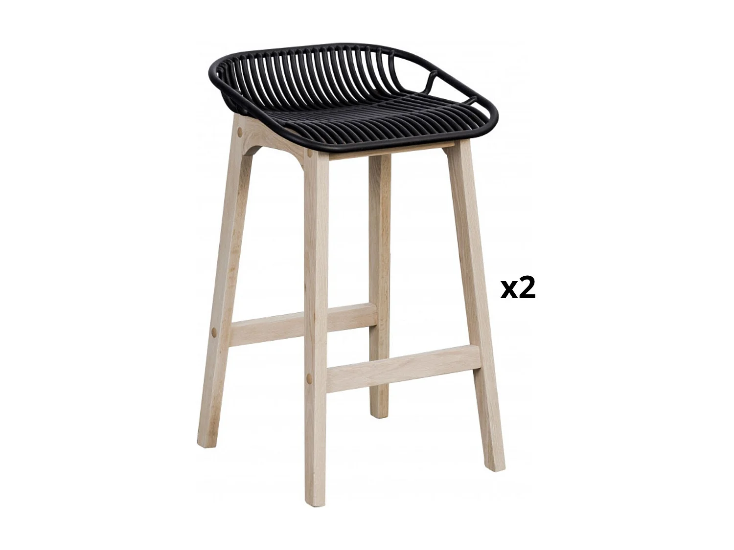 Set van 65 cm MALMO eikenhouten eiland- en barstoelen met kunststof zitting