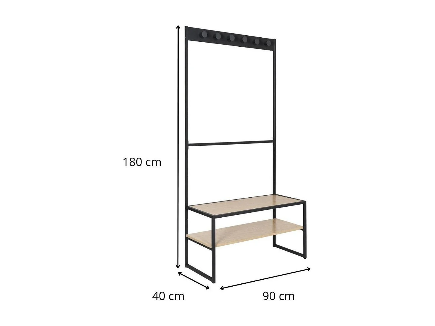 Rack de entrada de madeira e metal Trevor
