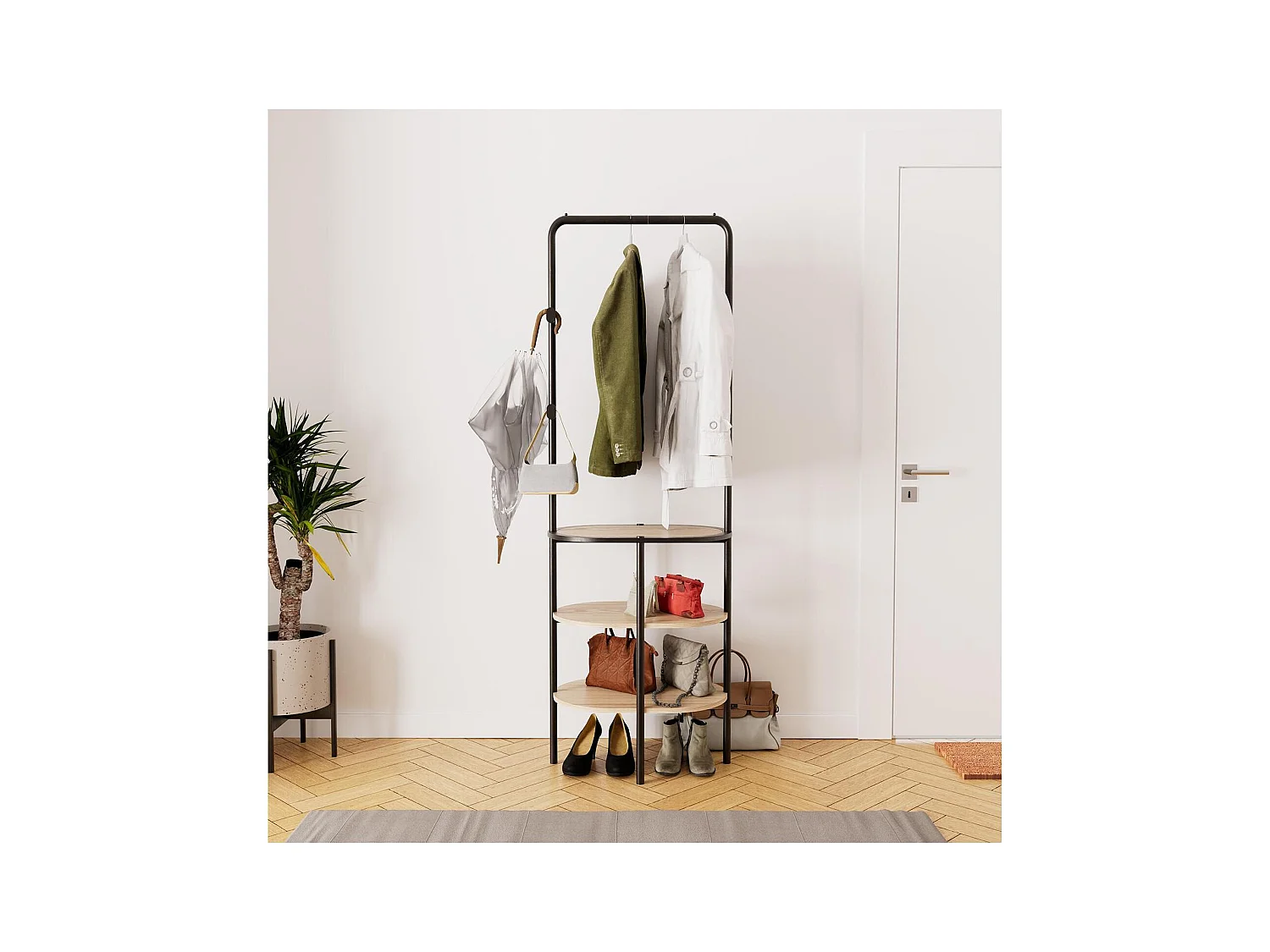 Puerta de guardarropa de metal y madera L60 x H180 cm WILKO