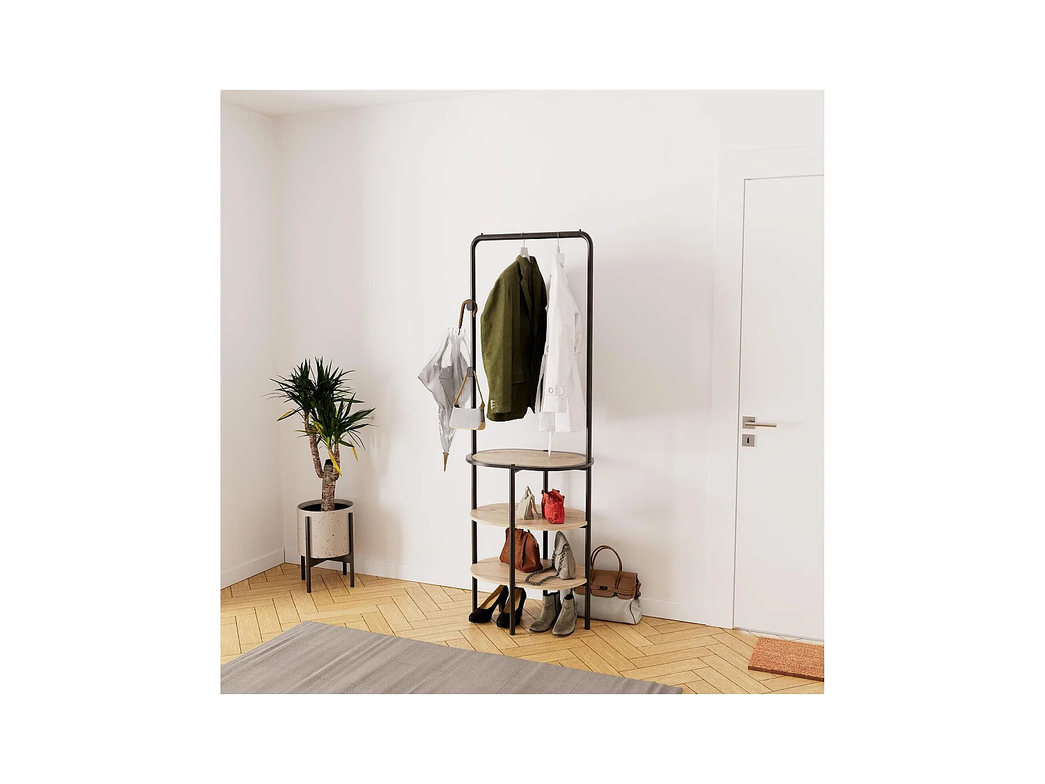 Puerta de guardarropa de metal y madera L60 x H180 cm WILKO