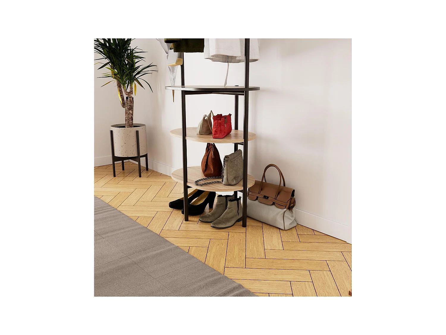 Puerta de guardarropa de metal y madera L60 x H180 cm WILKO