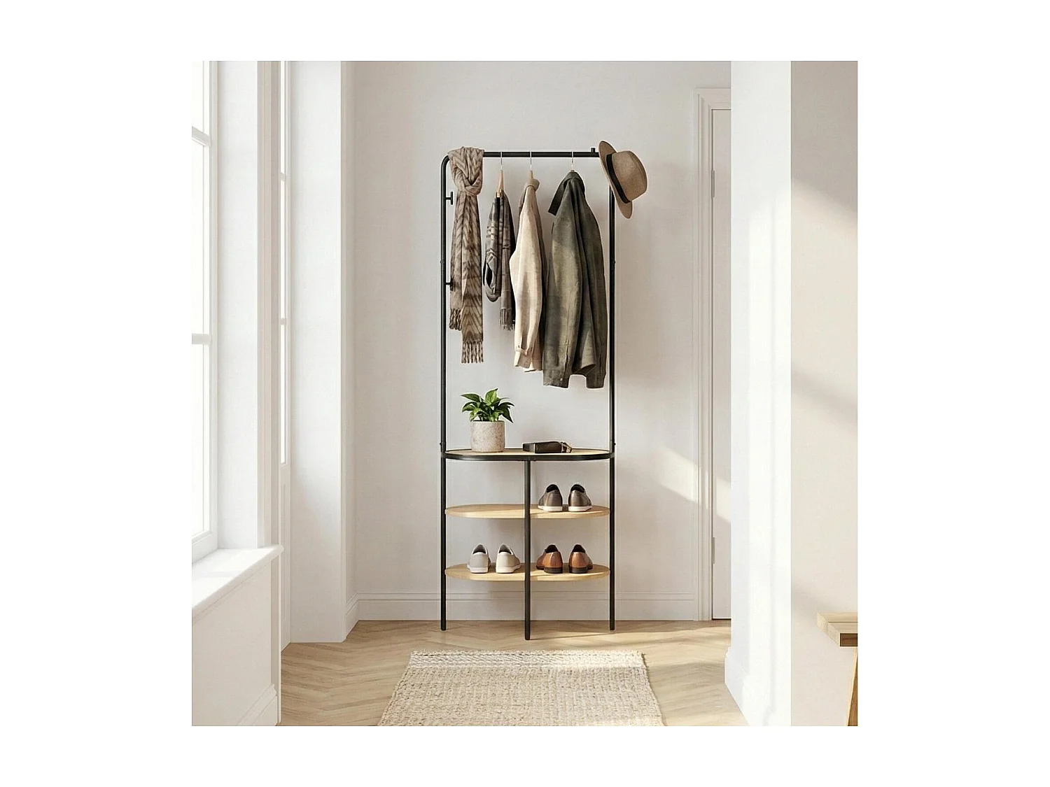 Puerta de guardarropa de metal y madera L60 x H180 cm WILKO