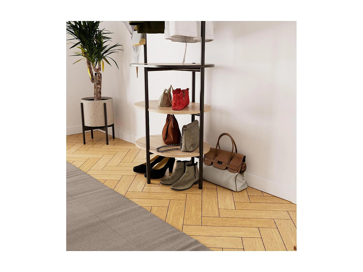 Puerta de guardarropa de metal y madera L60 x H180 cm WILKO