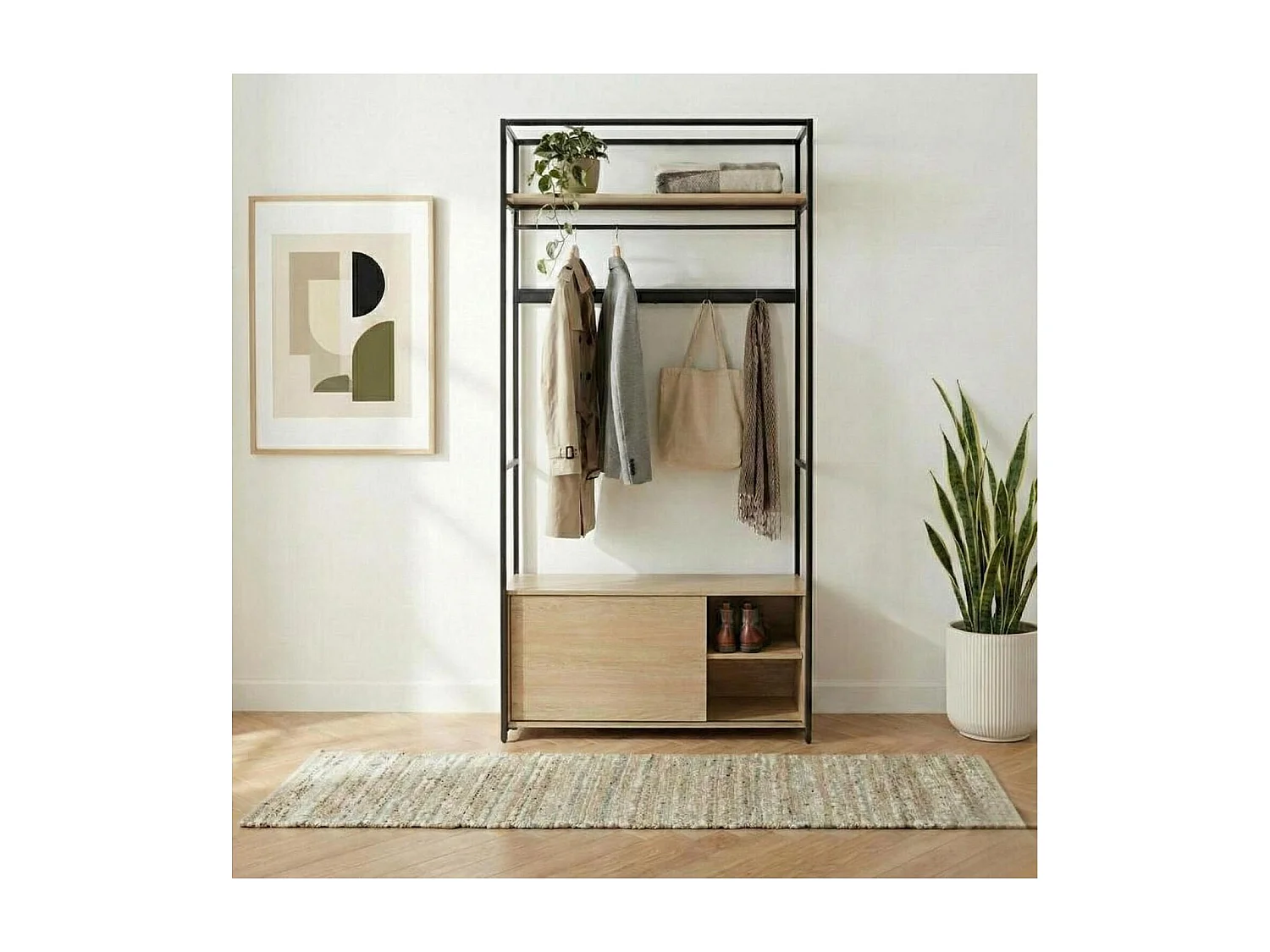 Perchero de entrada de madera y metal JUNE