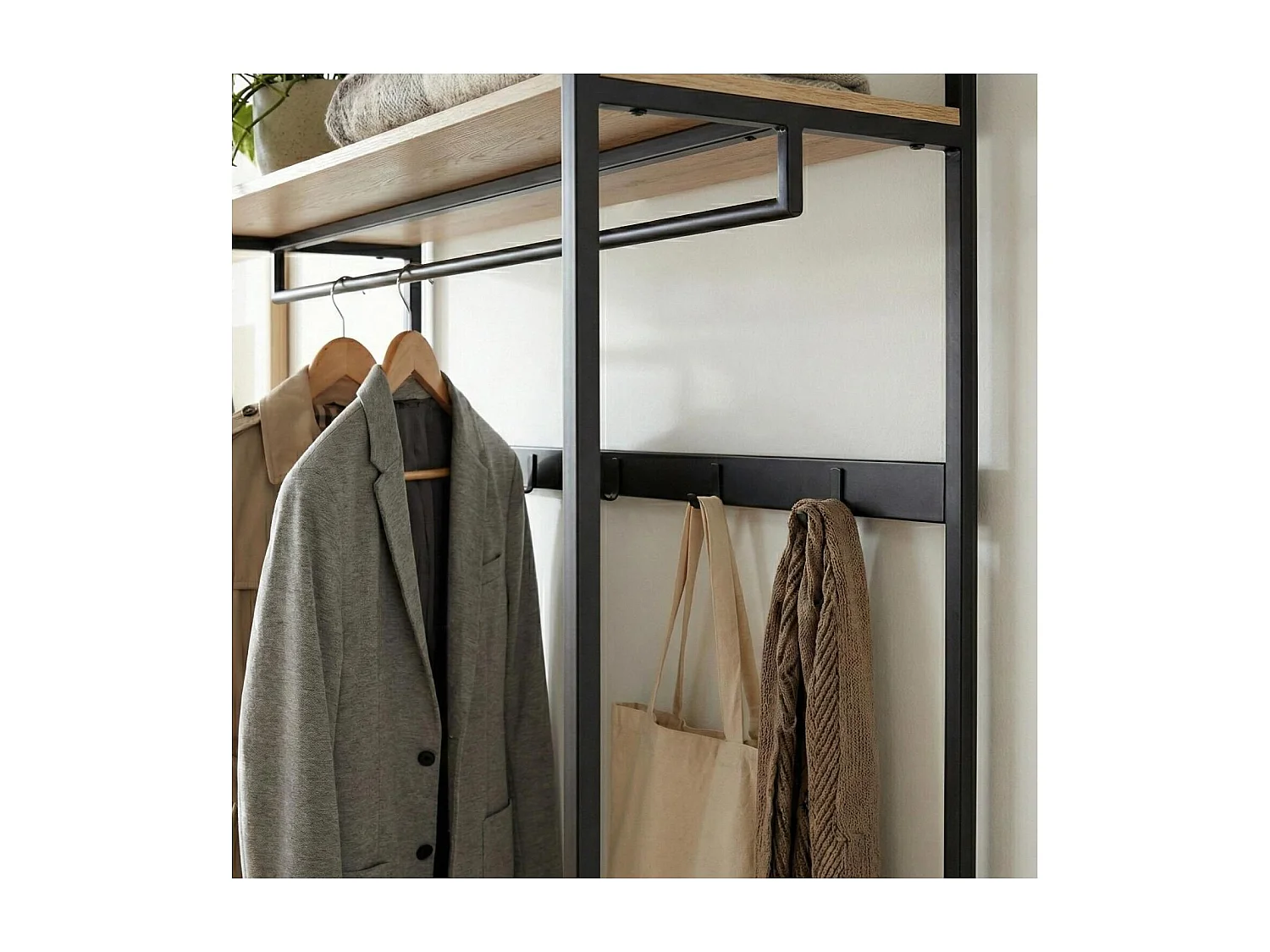 Perchero de entrada de madera y metal JUNE