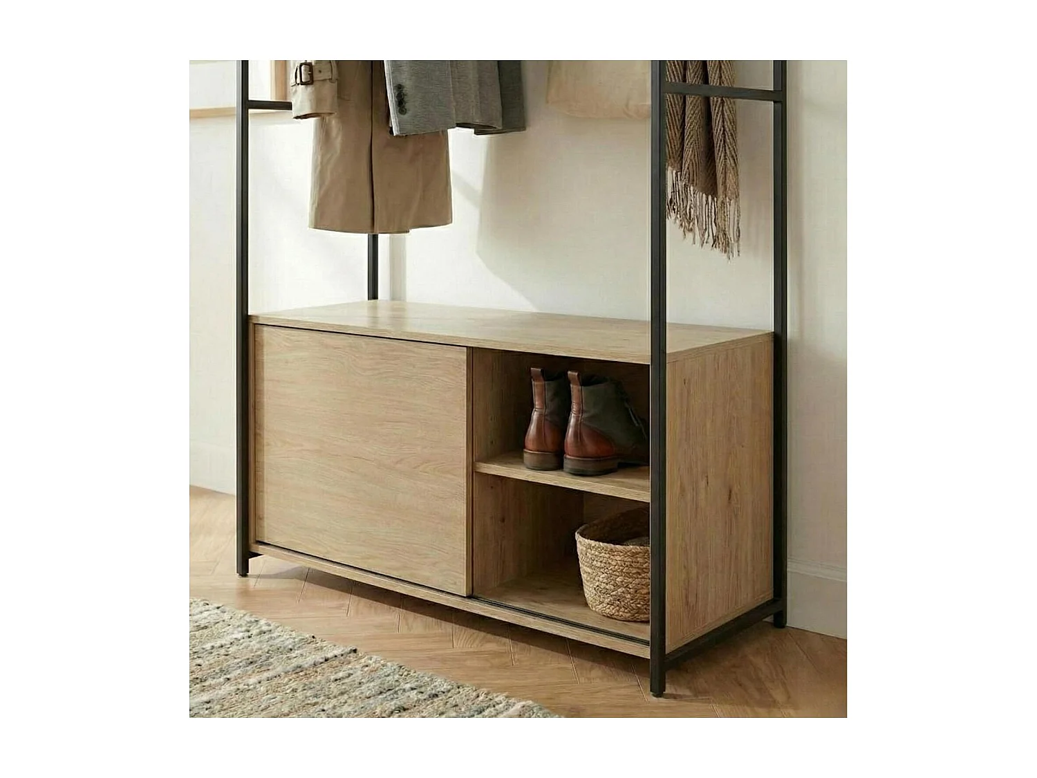 Perchero de entrada de madera y metal JUNE