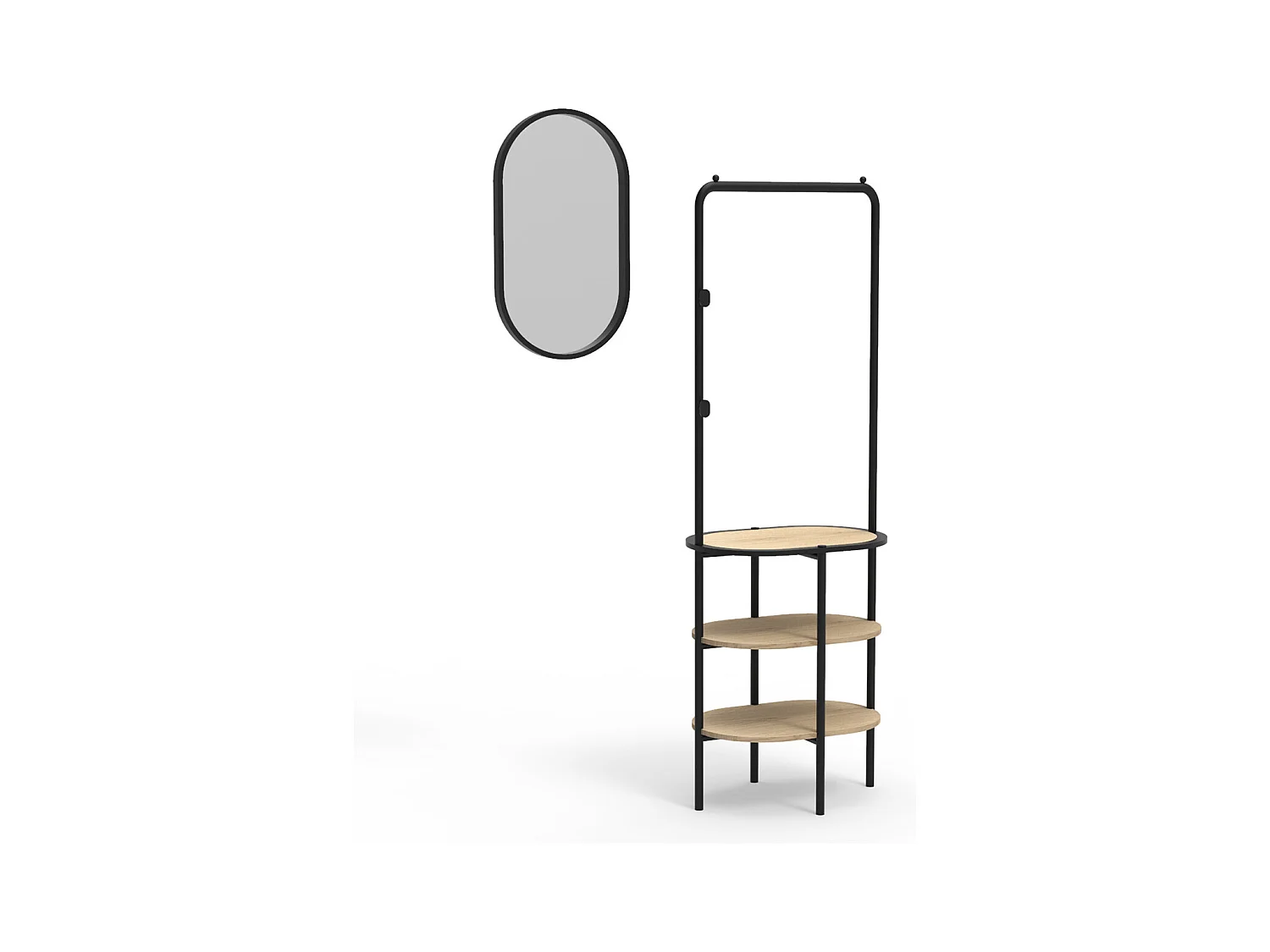 Conjunto de entrada WILKO, perchero redondo + espejo