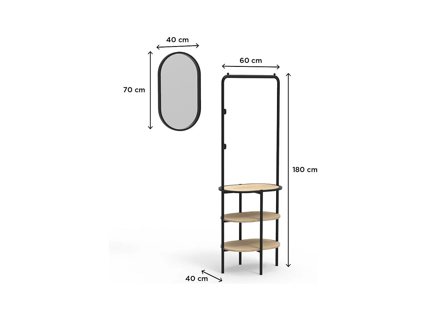 Conjunto de entrada WILKO, perchero redondo + espejo