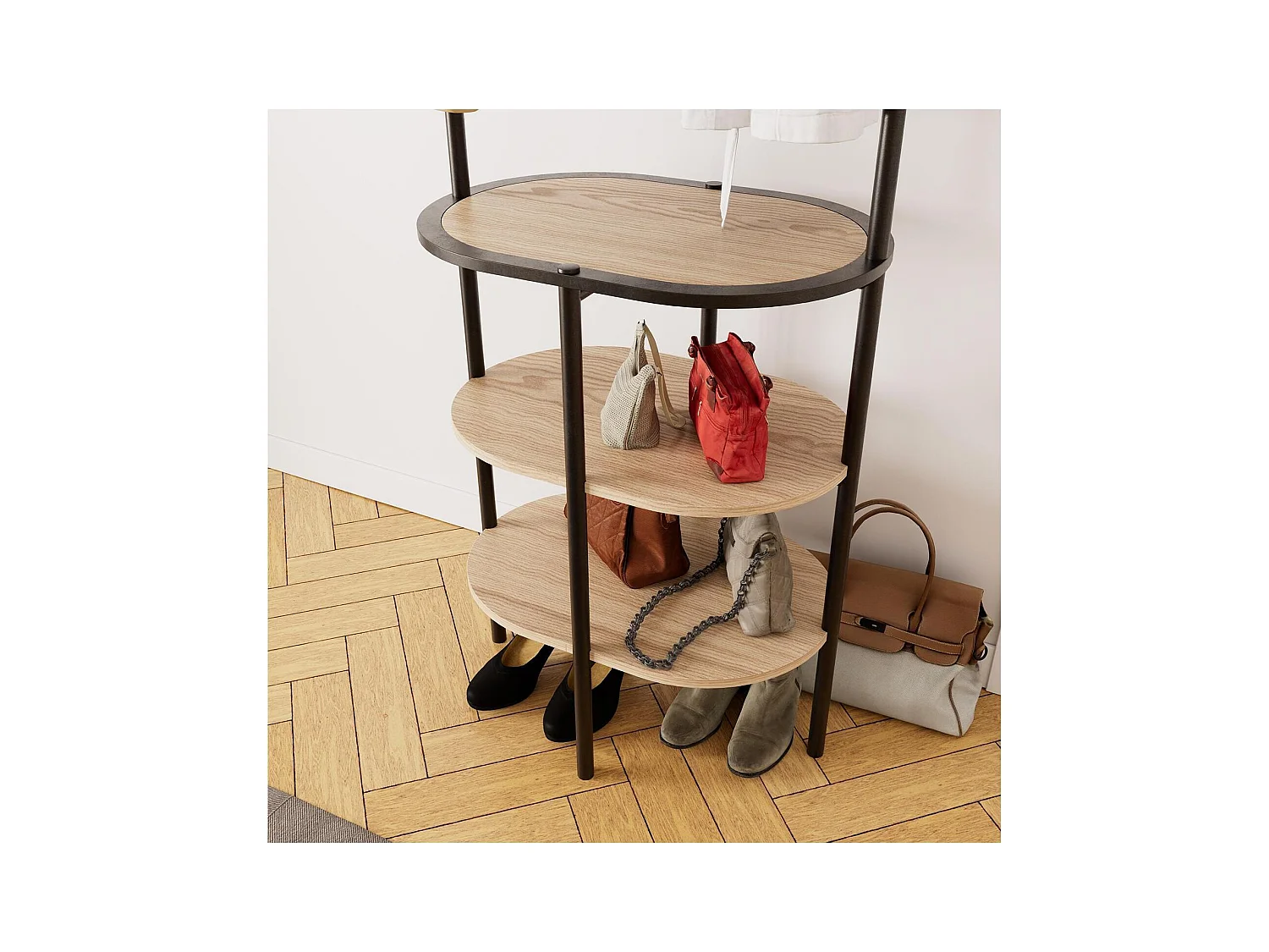 Conjunto de entrada WILKO, perchero redondo + espejo