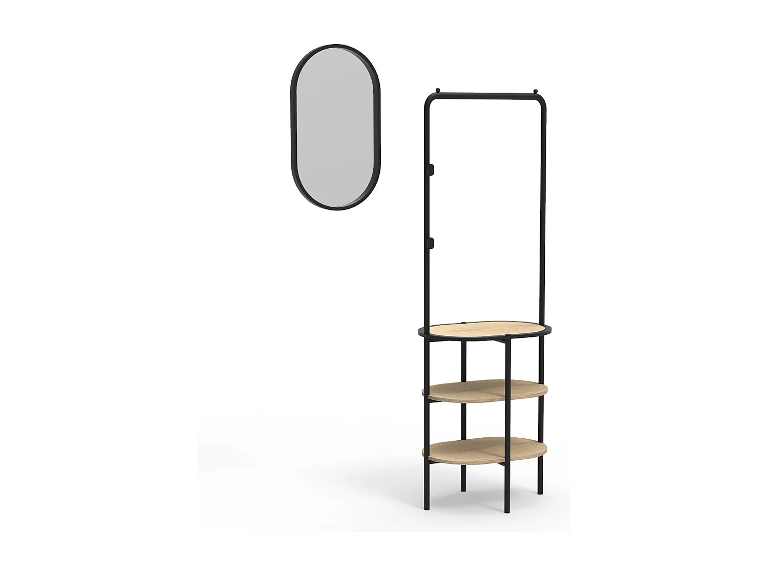 Conjunto de entrada WILKO, perchero redondo + espejo