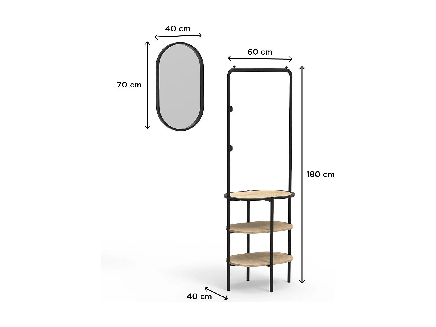 Conjunto de entrada WILKO, perchero redondo + espejo