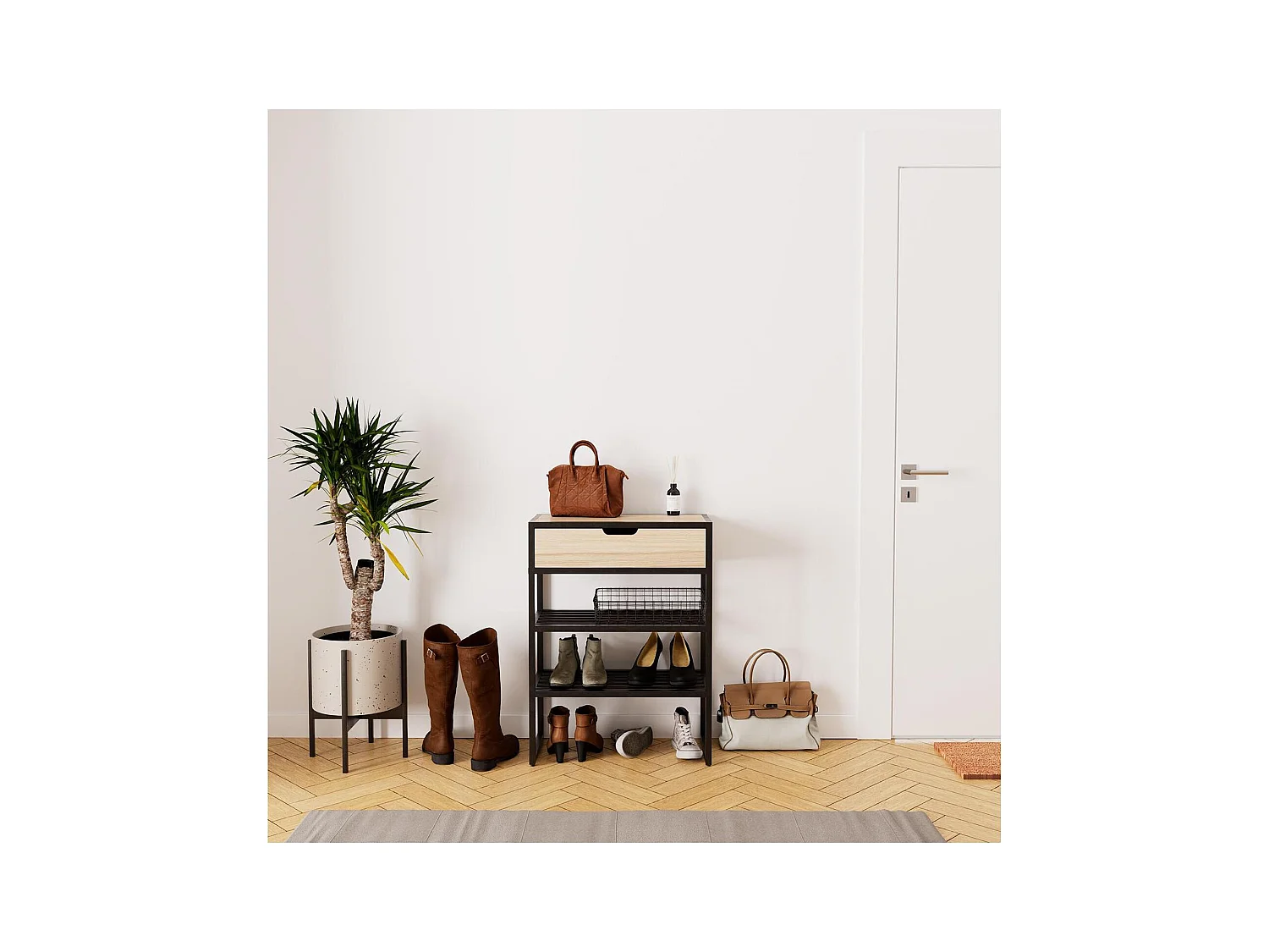 Consolle d'ingresso in metallo e legno WILKO