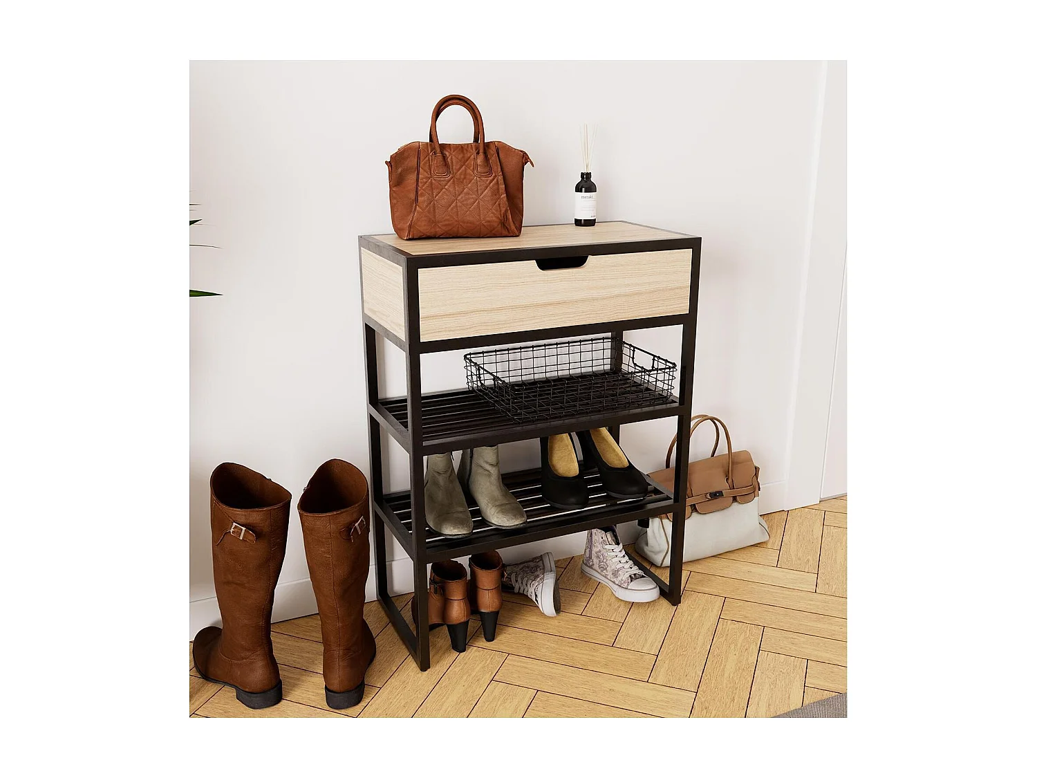 Consolle d'ingresso in metallo e legno WILKO