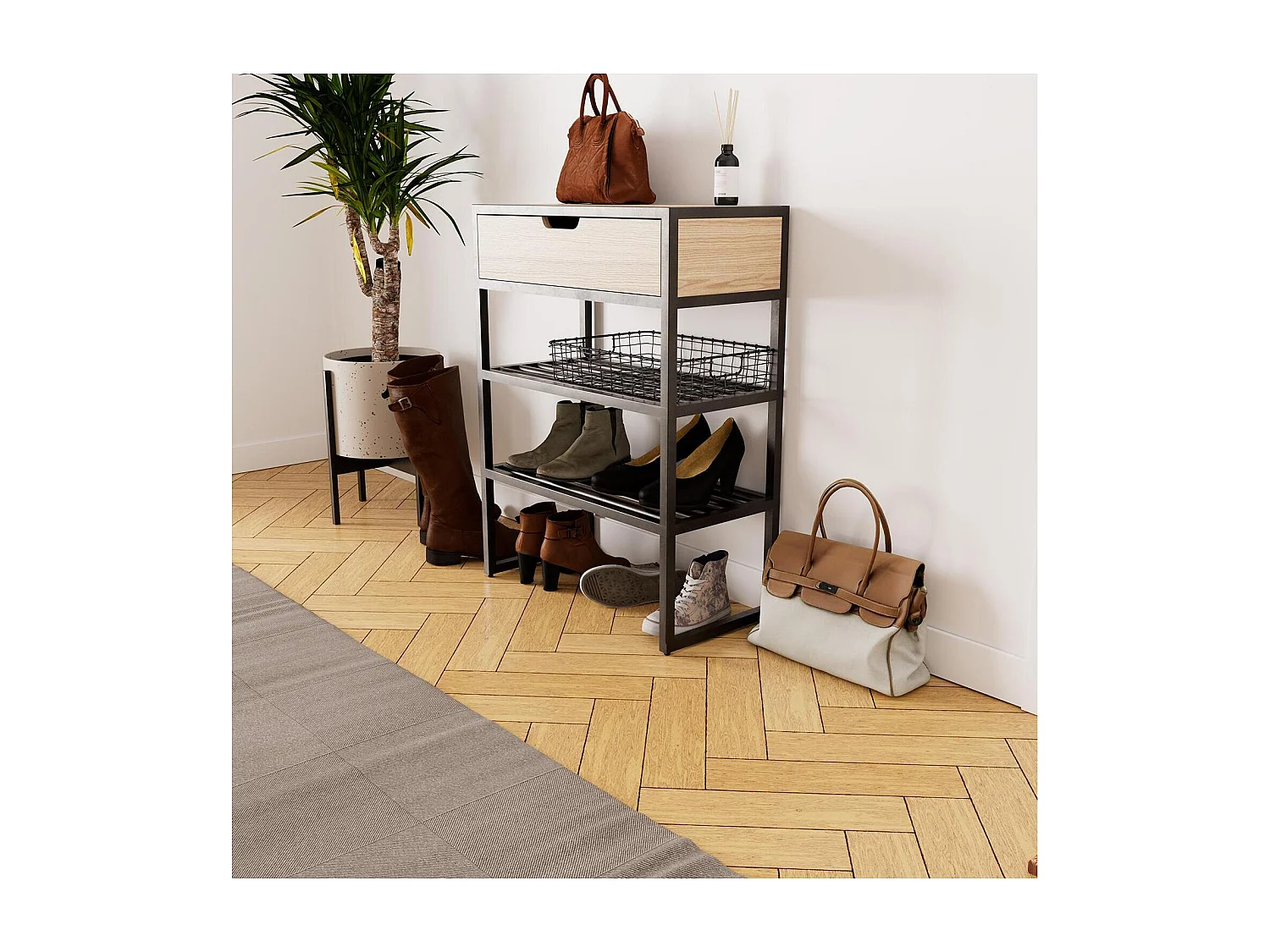 Consolle d'ingresso in metallo e legno WILKO