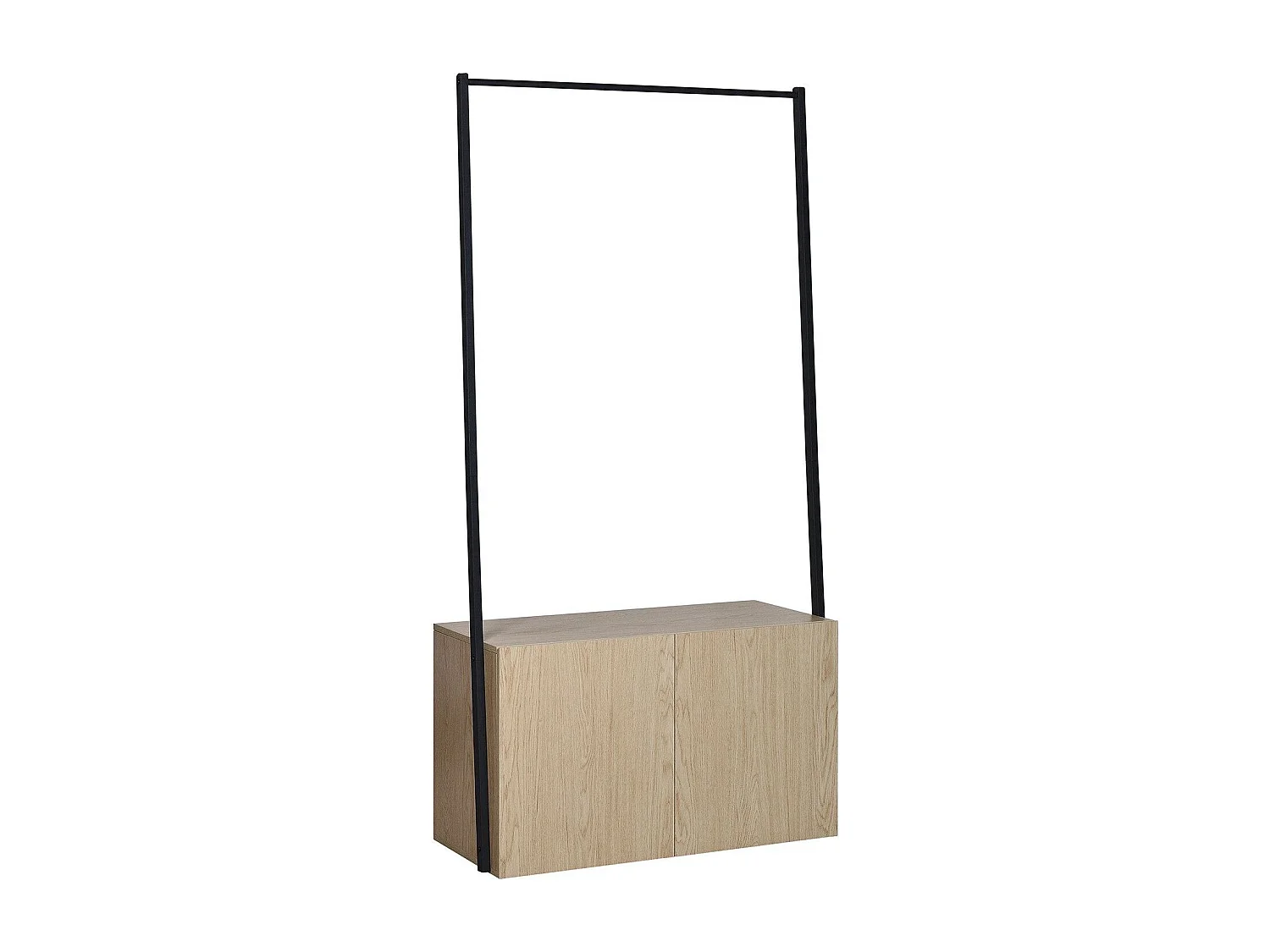 Portant vêtements bois et métal 90x175cm - avec rangement fermé