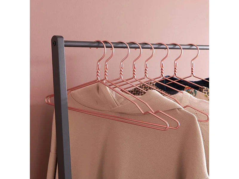Portant vêtements bois et métal 90x175cm - avec rangement fermé