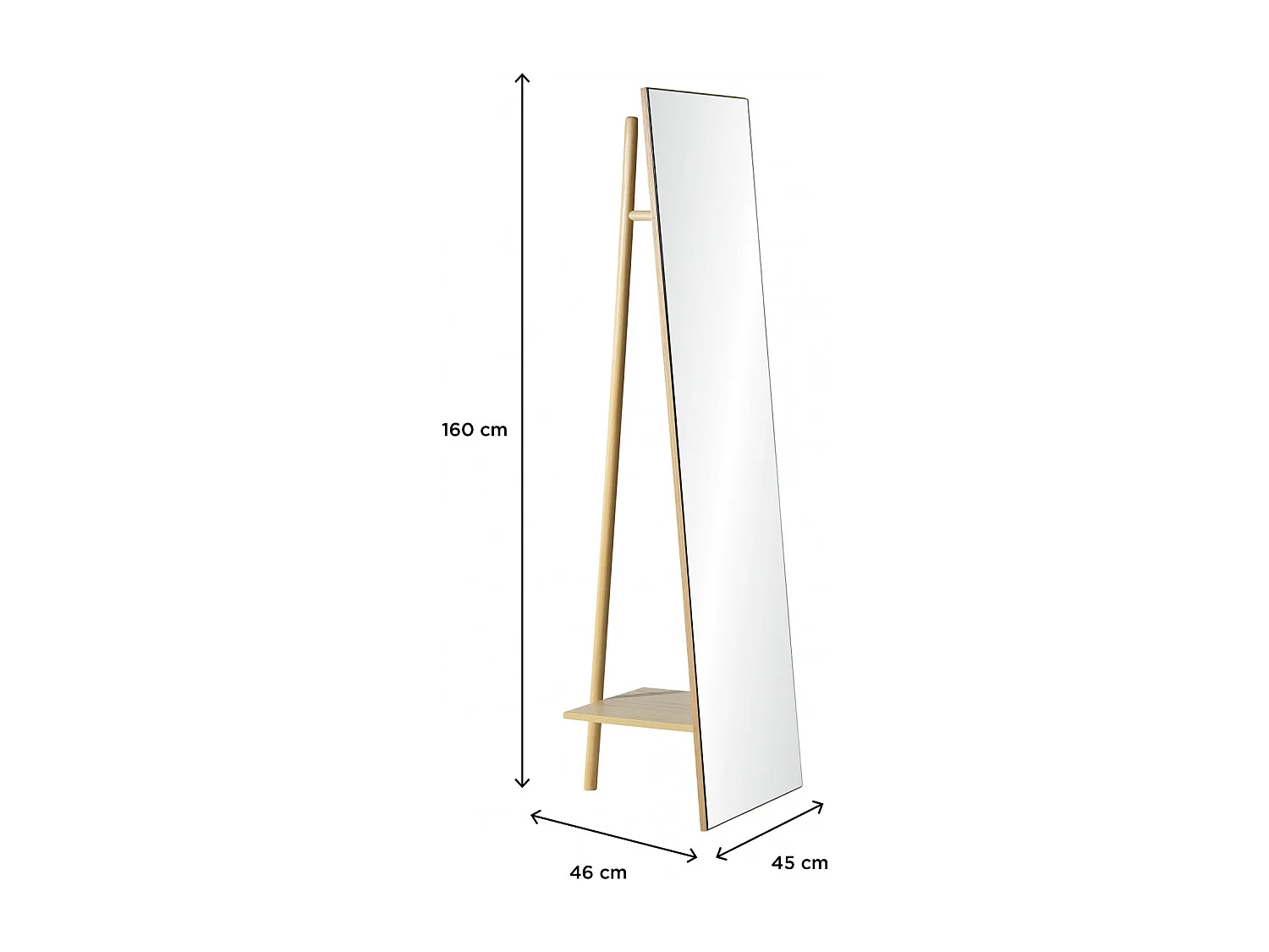 Liam houten spiegelkledingrek