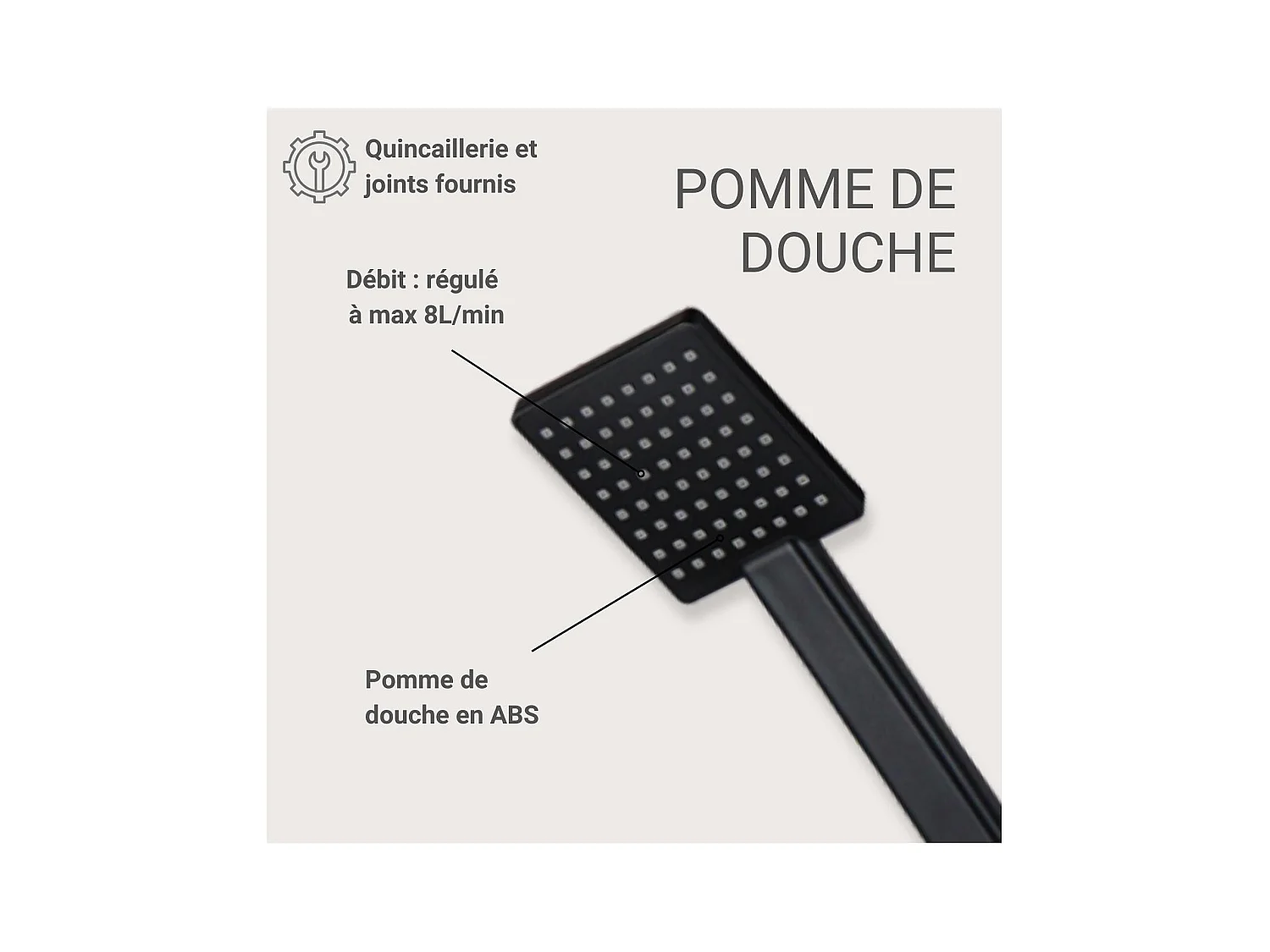 TALMA rechthoekige 1-straals handdouche