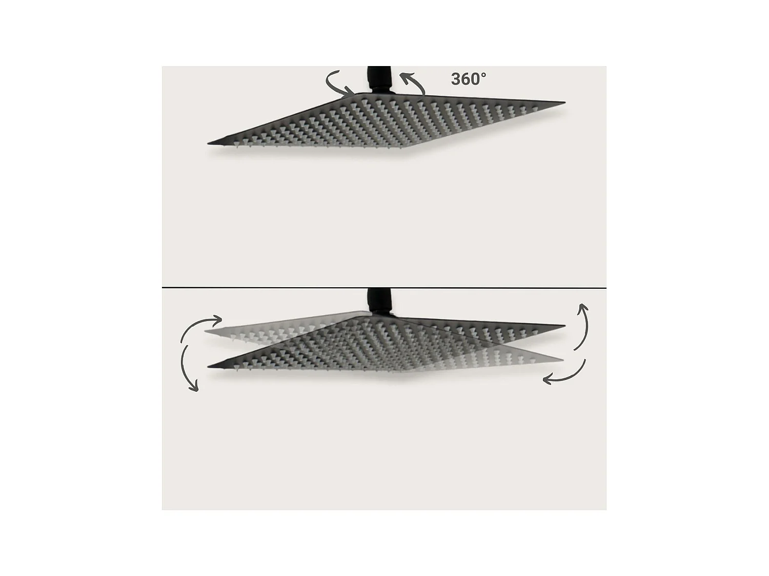 VEYLA vierkante zwarte douchekop