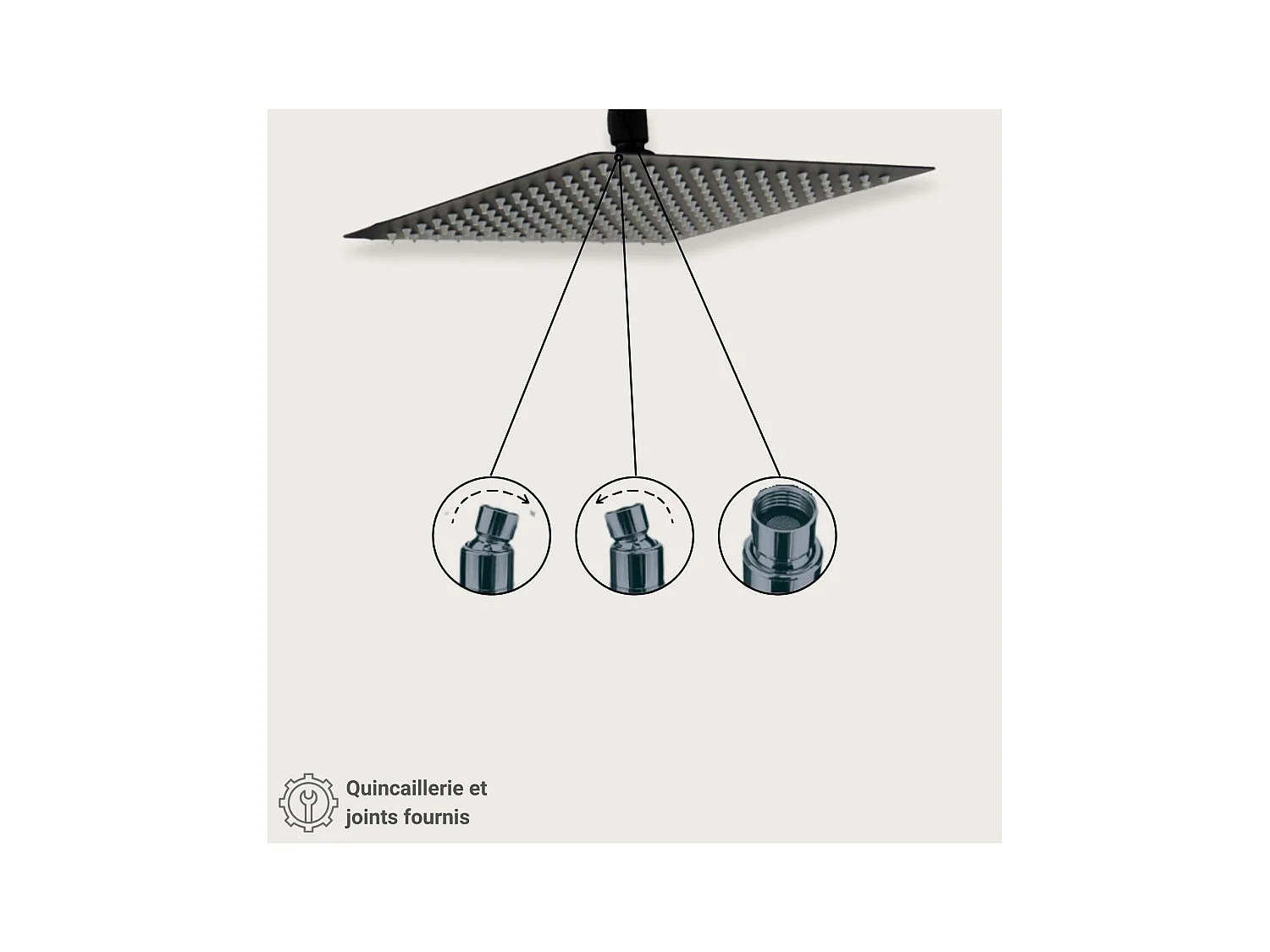 VEYLA vierkante zwarte douchekop