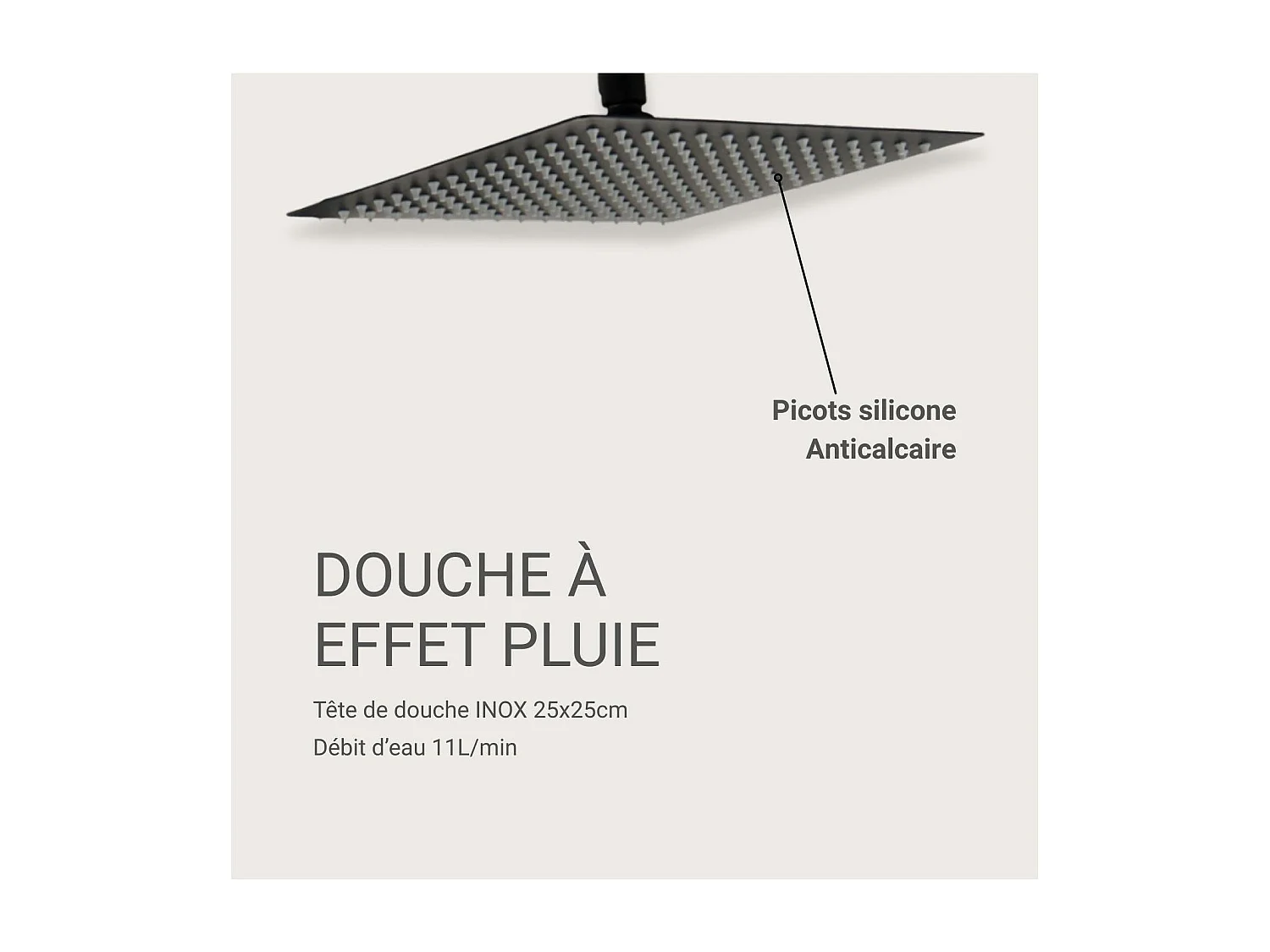 VEYLA vierkante zwarte douchekop