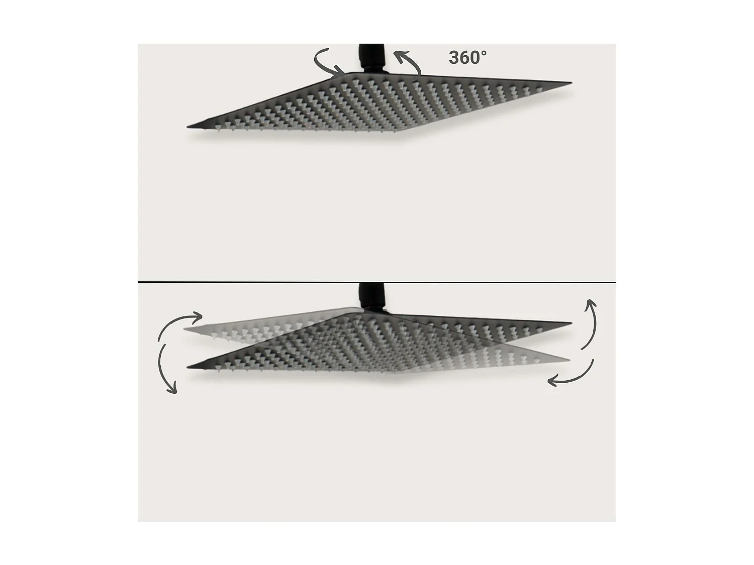 VEYLA vierkante zwarte douchekop