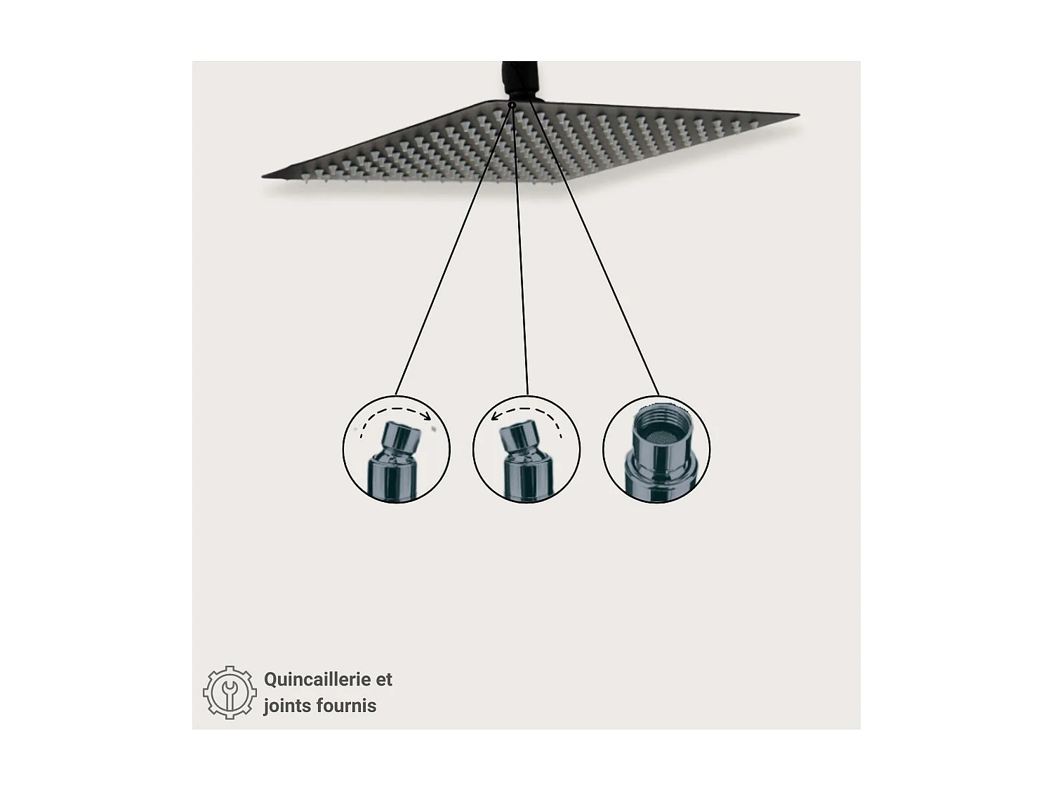 VEYLA vierkante zwarte douchekop