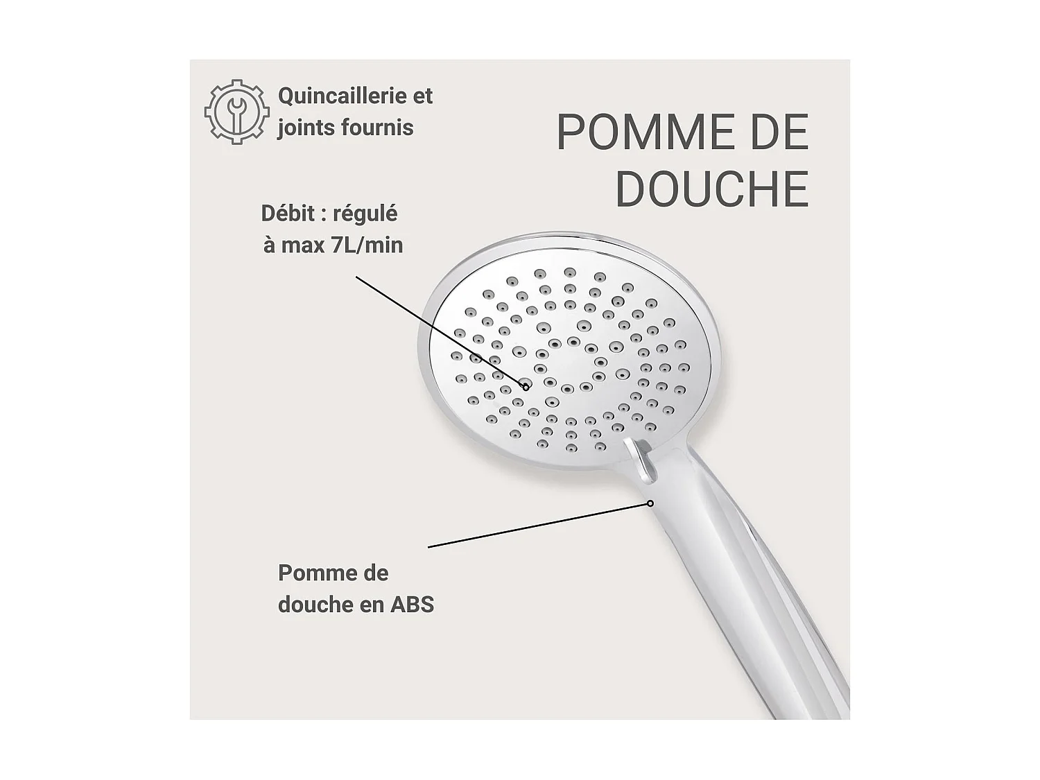 Douchette chromée 5 jets OLYNA