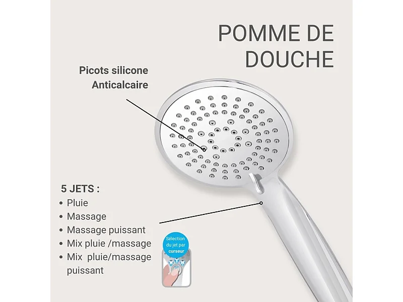 Douchette chromée 5 jets OLYNA